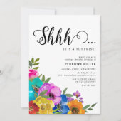 ブライト&はっきりした花模様シーサプライズ誕生日 招待状 (正面)