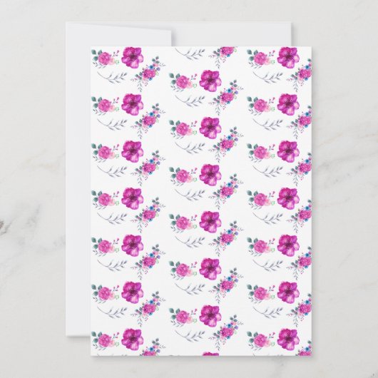 ブライト&はっきりした花模様ダブルお祝い誕生日 招待状 (裏面)