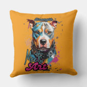 ブライト(ばちゃばちゃ)跳ねるピットブルイラストレーション クッション (裏面)