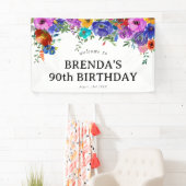 ブライト&ウォーはっきりしたタカラー花模様誕生日 横断幕 (インサイチュ)