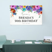 ブライト&ウォーはっきりしたタカラー花模様誕生日 横断幕 (トレードショー)