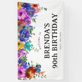 ブライト&ウォーはっきりしたタカラー花模様誕生日 横断幕 (縦)