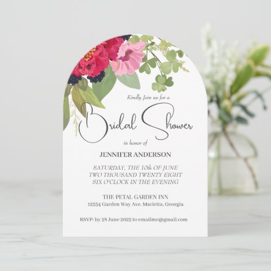 ブライト&カラフルフローラガーデンブライダルシャワー 招待状 (スタンド正面)