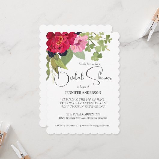 ブライト&カラフルフローラガーデンブライダルシャワー 招待状 (正面/裏面インサイチュ)