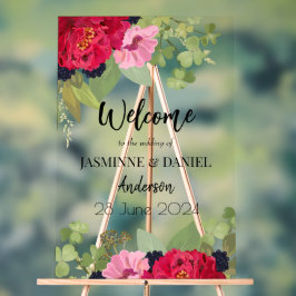 ブライト&カラフルフローラガーデンブーケ結婚ーズ アクリルサイン