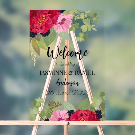 ブライト&カラフルフローラガーデンブーケ結婚ーズ アクリルサイン (ニュートラル)