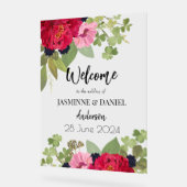 ブライト&カラフルフローラガーデンブーケ結婚ーズ アクリルサイン (傾斜)