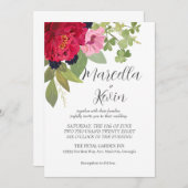 ブライト&カラフルフローラガーデンブーケ結婚ーズ 招待状 (正面/裏面)