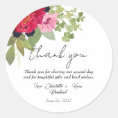 ブライト&カラフルフローラ庭園の結婚式ありがとう ラウンドシール (正面)