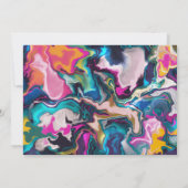 ブライト&カラフル抽象芸術マーブルブライダルシャワー 招待状 (裏面)