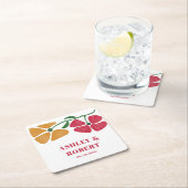 ブライト&カラフル新しいフローラウェディングレセプション スクエアペーパーコースター (インサイチュ)