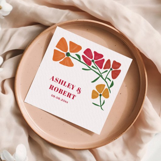 ブライト&カラフル新しいフローラウェディングレセプション スタンダードカクテルナプキン