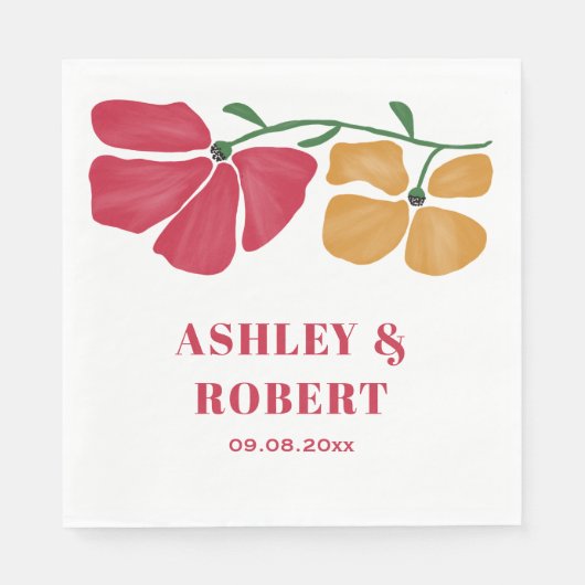 ブライト&カラフル新しいフローラウェディングレセプション スタンダードランチョンナプキン (正面)