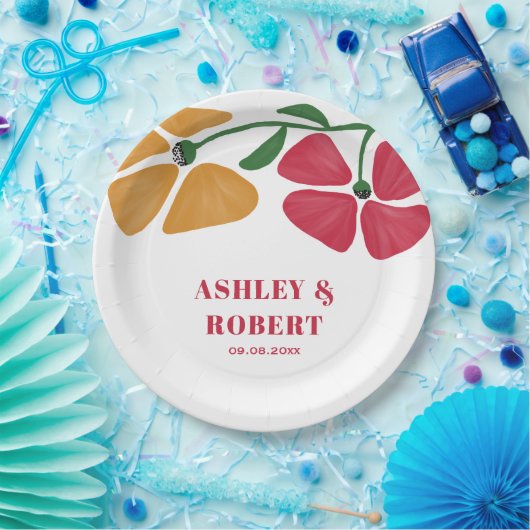 ブライト&カラフル新しいフローラウェディングレセプション ペーパープレート (パーティー)