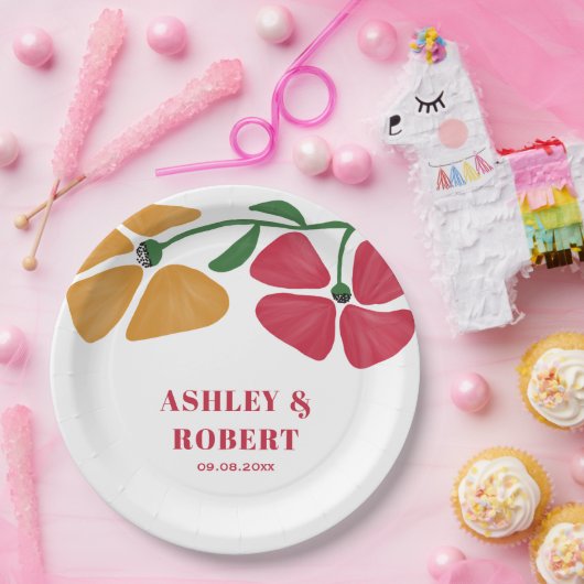 ブライト&カラフル新しいフローラウェディングレセプション ペーパープレート (パーティー)