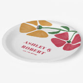 ブライト&カラフル新しいフローラウェディングレセプション ペーパープレート (アングル)