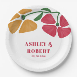 ブライト&カラフル新しいフローラウェディングレセプション ペーパープレート