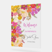 ブライト&ガーデンカラフルフローラブライダルシャワー アクリルサイン (傾斜)