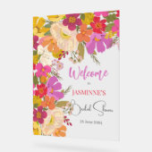 ブライト&ガーデンカラフルフローラブライダルシャワー アクリルサイン (傾斜)