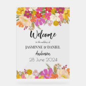 ブライト&ガーデンカラフルフローラ結婚ズ・ウェルカム アクリルサイン (正面)