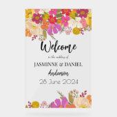 ブライト&ガーデンカラフルフローラ結婚ズ・ウェルカム アクリルサイン (正面)