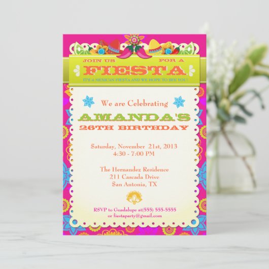 ブライト&フィエスカラフルタ誕生日パーティーの招待 招待状 (スタンド正面)