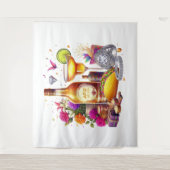 ブライト フィエスタ フローラル タコ & テキーラ ウェディング デコレーション タペストリー (正面)