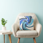 ブライト&ブルー王室のティール(緑がかった色)ホワイト抽象芸術アートフラワー クッション (椅子)