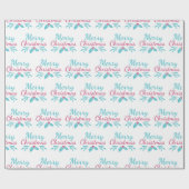 ブライト&メリークリスマス文字ホワイトシームレス ラッピングペーパー (フラット)