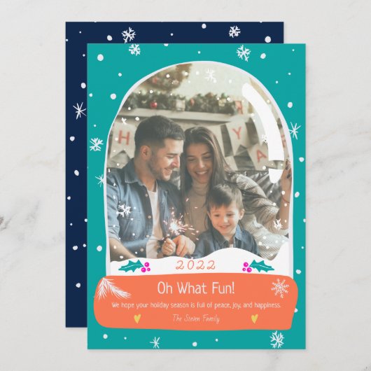 ブライトOhどのようなおもしろいフォトスノーグローブイラストレーション シーズンカード (正面/裏面)