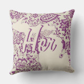 ブライドの州ミシガンパープル&ベージュフローラ クッション (裏面)