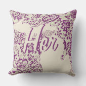 ブライドの州ミシガンパープル&ベージュフローラ クッション (正面)