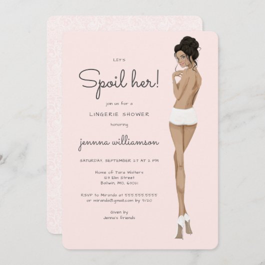 ブライドインパンツレースランジェリーブライダルシャワー 招待状 (正面/裏面)