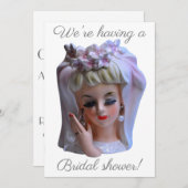 ブライドインピンクヘッド花瓶マニキュアブライダルシャワー 招待状 (正面/裏面)