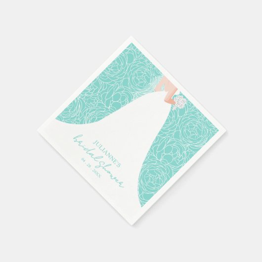 ブライドエレガントオンターコイズブライダルシャワーナプキンス スタンダードカクテルナプキン (角)
