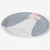 ブライドエレガントオンダスティーブルーブライダルシャワー ペーパープレート (アングル)