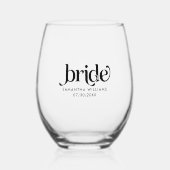 ブライドエレガントブラックレトロタイポグラフィ ステムなしワイングラス (正面)