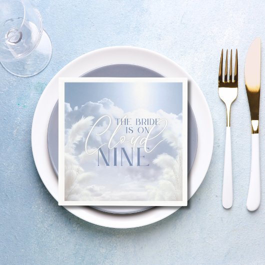 ブライドオンクラウドナイン9ホワイトパンパブライダルシャワー スタンダードカクテルナプキン