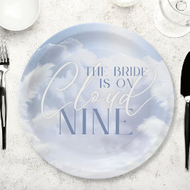 ブライドオンクラウドナイン9ホワイトパンパブライダルシャワー ペーパープレート