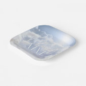 ブライドオンクラウドナイン9ホワイトパンパブライダルシャワー ペーパープレート (傾斜あり)