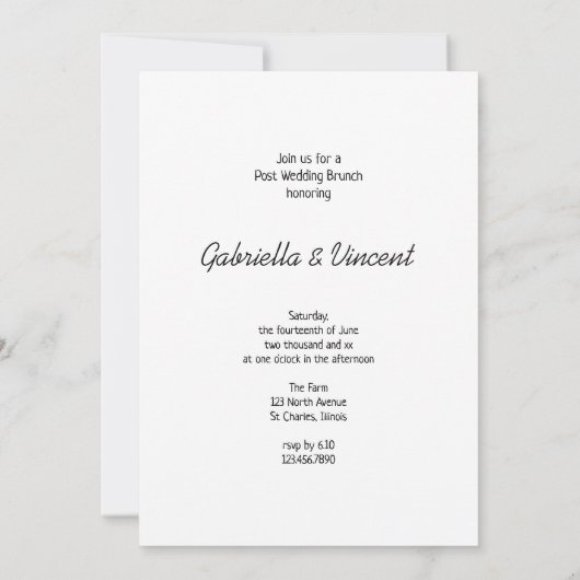 ブライドオントラクターカントリーファームポスト結婚ズブランチ 招待状 (裏面)