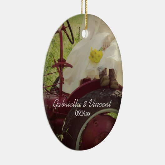 ブライドオンレッドトラクターカントリーファーム結婚ズ セラミックオーナメント (右)