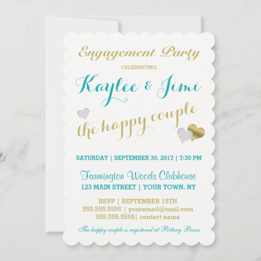 ブライドサマーラビンティール(緑がかった色)ブルーソイリーローンパーティー 招待状 (裏面)