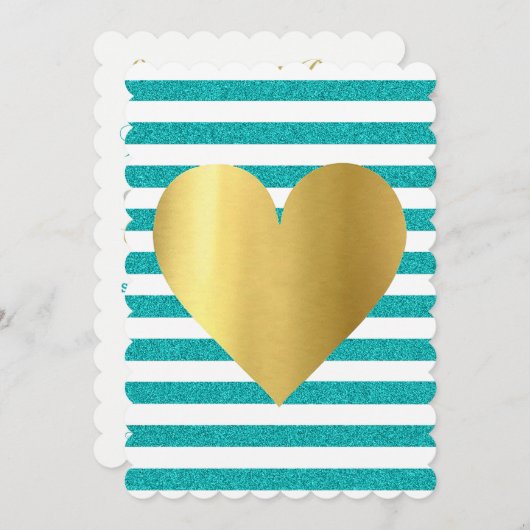 ブライドサマーラビンティール（緑がかった色）ブルーソイリーローンパーティー 招待状 (正面/裏面)