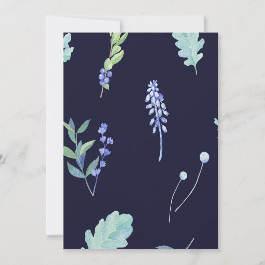 ブライドシャワー招モダン待海軍リース 招待状 (裏面)