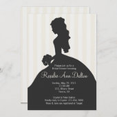 ブライドシルエット-ブライダルシャワーストライプアイボリー() 招待状 (正面/裏面)