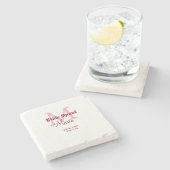 ブライドスクワッド 追加 名前 モノグラム ブライズメイド ピンク 日付 ストーンコースター (横)