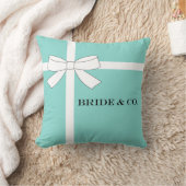 ブライドティール（緑がかった色）ブルーブライダルシャワー パーソナライズされた クッション (ブランケット)