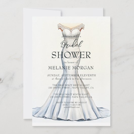 ブライドドレスミニマルブライダルシャワー 招待状 (正面)