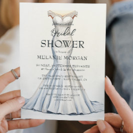 ブライドドレスミニマルブライダルシャワー 招待状